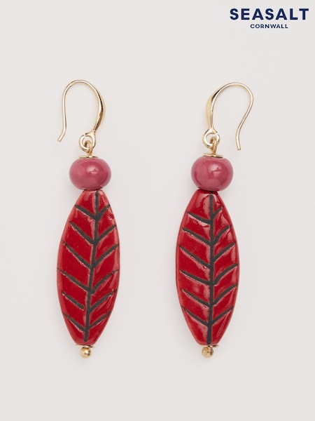 Seasalt Cornwall Pink Pink Charmer Ceramic Leaf Earrings (W88370) | €33