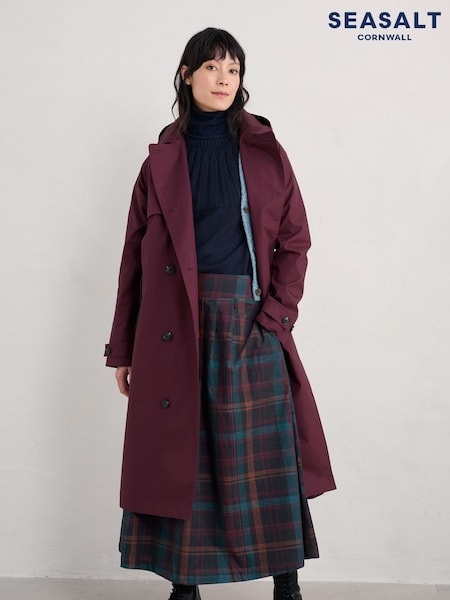 Seasalt Cornwall Purple Petite Penweathers Waterproof Trench Coat (W88376) | €269