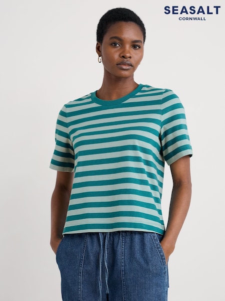 Seasalt Cornwall Light Blue Copseland T-Shirt in Cotton Jersey (W88455) | €42