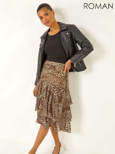 Roman Animal Print Ruffled Skirt (W88502) | 59 €