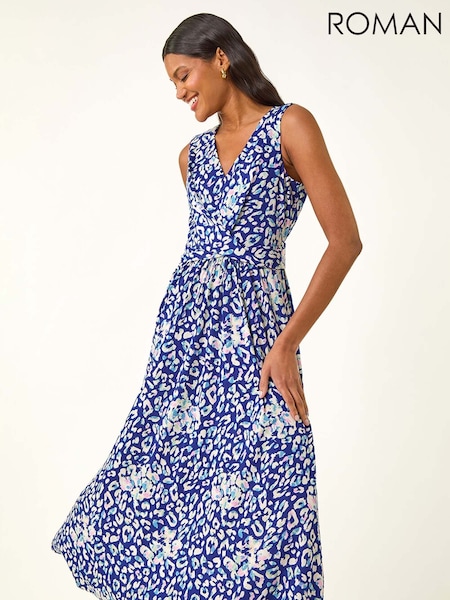 Roman Blue Animal Print Midi Dress (W88517) | €63