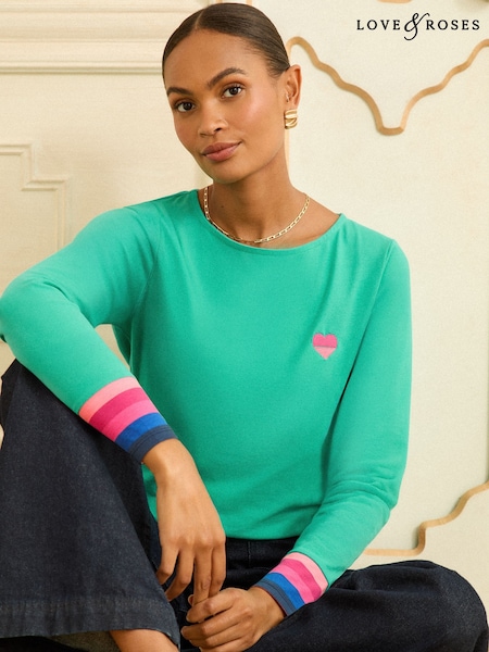 Love & Roses Long Sleeve Jersey Top (W88558) | ‏114 ر.ق.