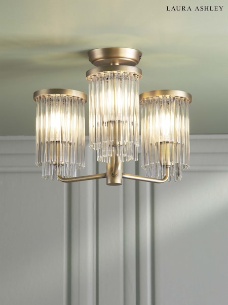 Laura Ashley Brass Hilcote 3 Light Semi 3 Light Flush Flush (W88589) | €204