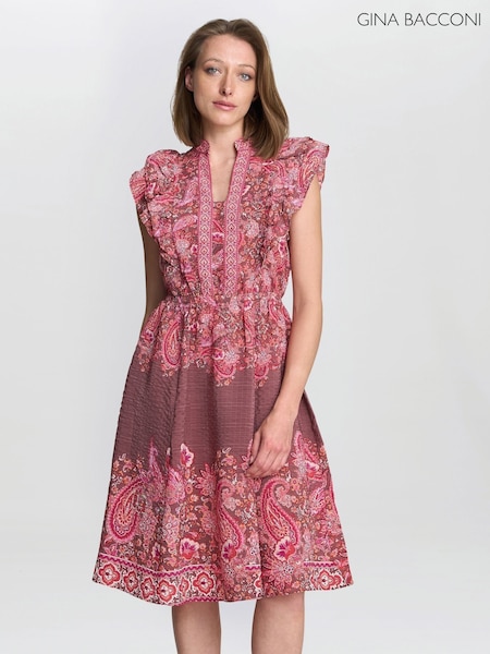Gina Bacconi Pink Liat Boho Paisley Dress (W88927) | €229