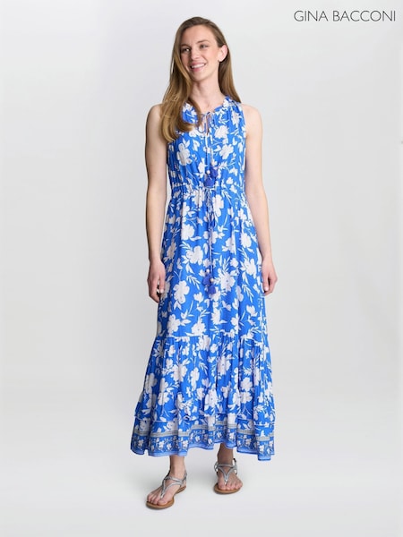 Gina Bacconi Blue Fawn Sleeveless Maxi Summer Dress (W88932) | €154