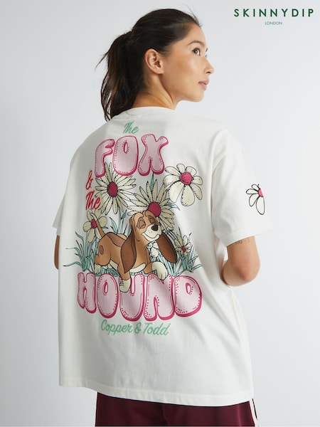 Skinnydip White Disney Fox And The Hound Flower T-Shirt (W89080) | R$ 235