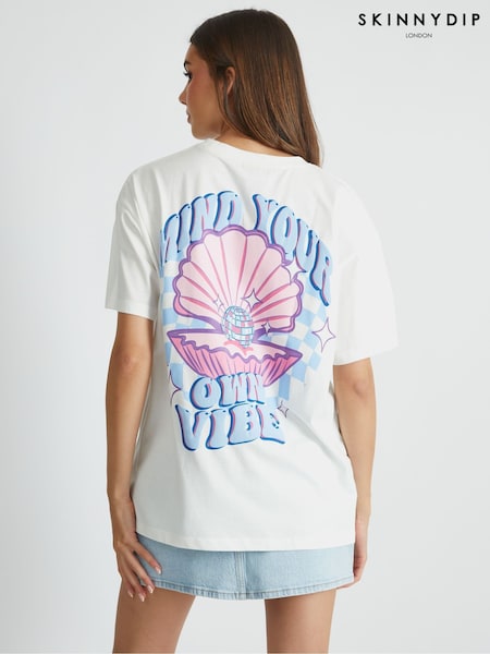 Skinnydip White Mind Your Own Vibe Shell T-Shirt (W89083) | €31