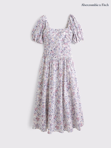 Abercrombie & Fitch Purple Puff Sleeve Maxi Dress (W89117) | R$ 985