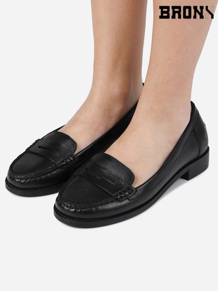 Bronx Black New-Rana Leather Penny Loafers (W89131) | AED582