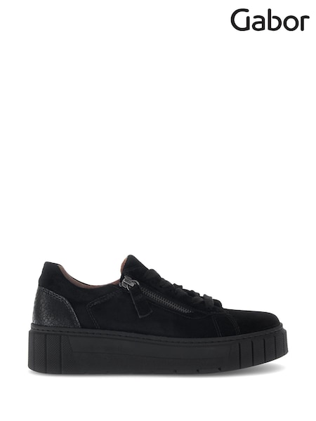 Gabor Ferry Suede Black Trainers (W89235) | 520 QAR