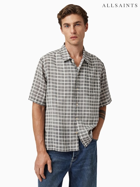 AllSaints Grey Sandy Short Sleeve Shirt (W89319) | €152
