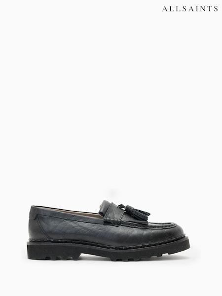 AllSaints Black Skiff Tassel Loafers (W89329) | 935 QAR
