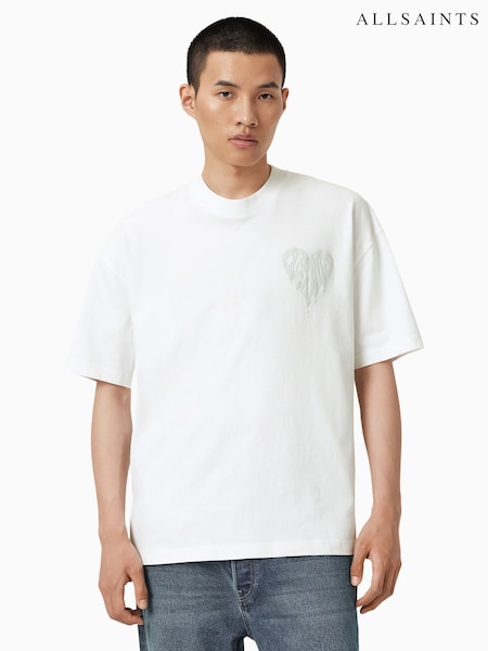 AllSaints White Trip Short Sleeve Crew T-Shirt (W89338) | €75