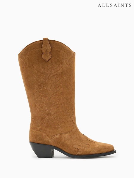 AllSaints Brown Dolly Suede Boots (W89341) | 1,480 QAR