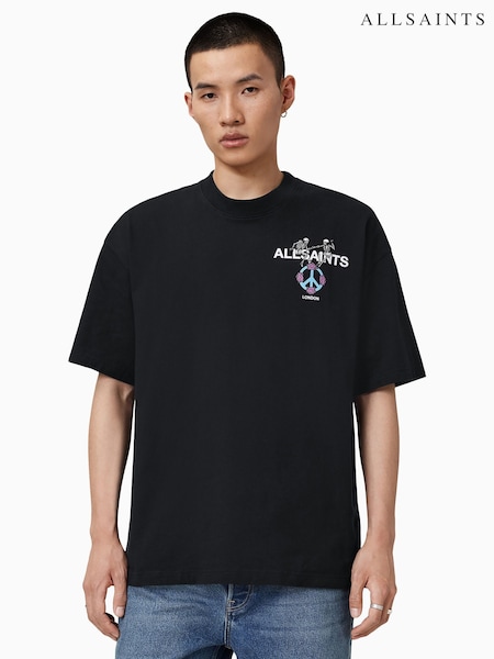 AllSaints Black Reincarnate Short Sleeve Crew T-Shirts (W89344) | €75