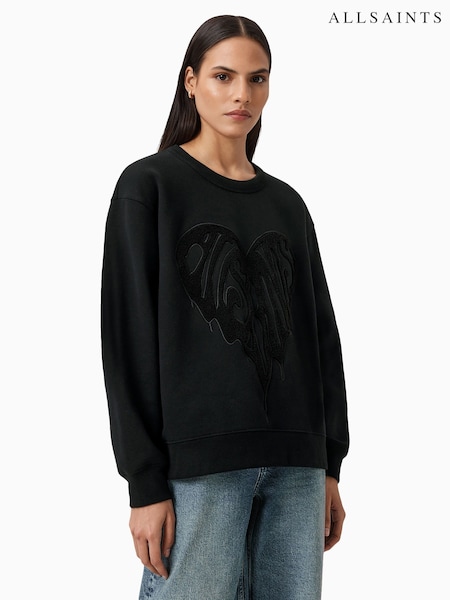 AllSaints Black Trip Piper Sweat Top (W89356) | R$ 1.470