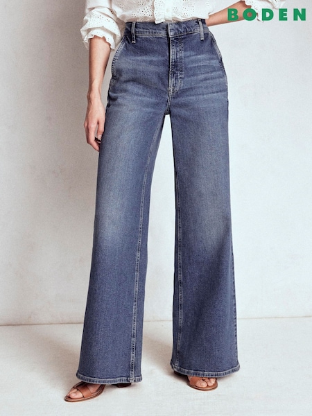 Boden Blue High Rise Clean Wide Jeans (W89413) | €152