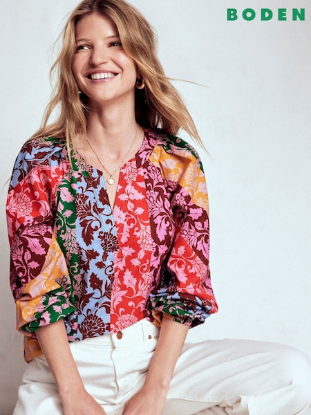 Boden Green Long Sleeve Notch Top (W89425) | €89