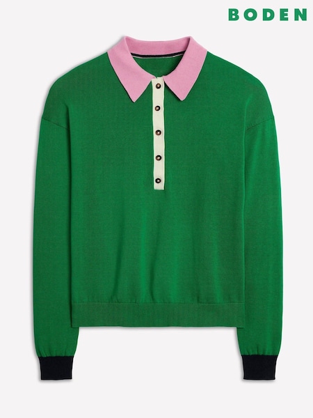 Boden Green Relaxed Lara Cotton Henley Jumper (W89440) | R$ 750