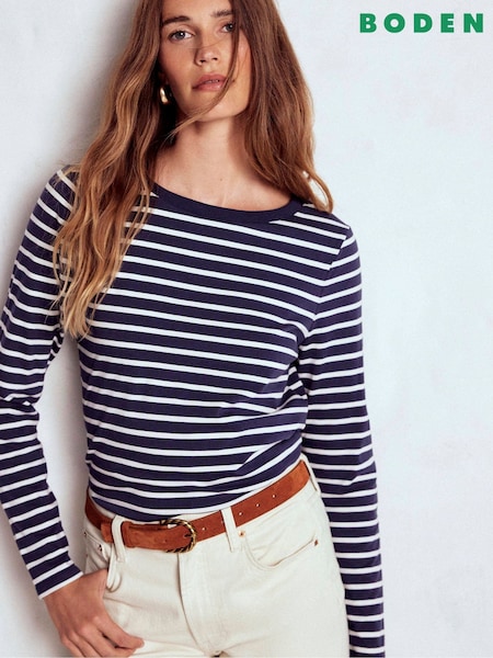Boden Blue Olivia Long Sleeve Breton T-Shirt (W89452) | €41
