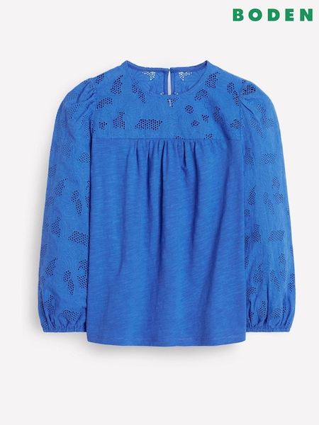 Boden Blue May Broderie Top (W89458) | €71
