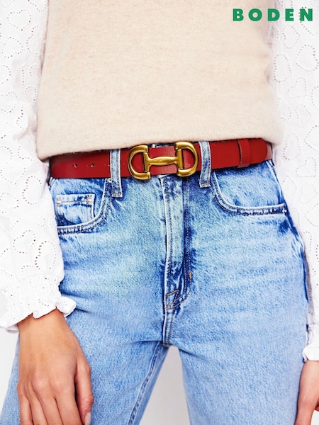 Boden Red Snaffle-Trim Leather Belt (W89495) | €81