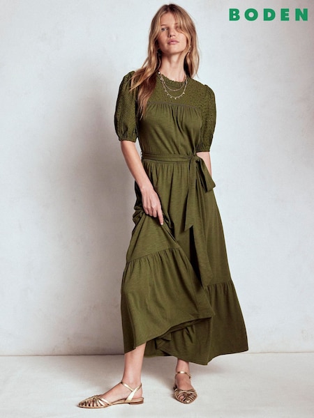 Boden Green Lorelei Broderie Jersey Dress (W89508) | €143