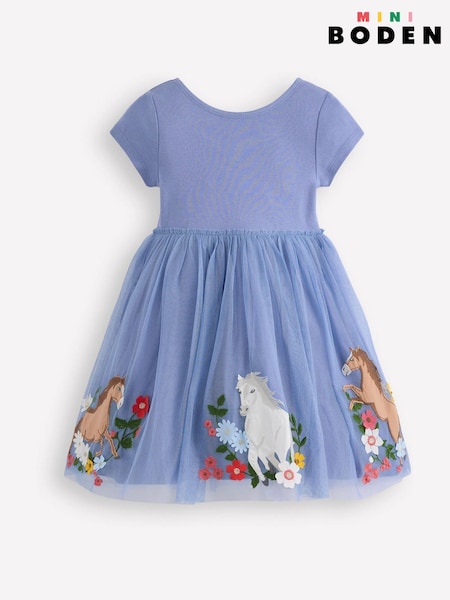 Boden Blue Ami Appliqué Tulle Dress (W89514) | OMR23 - OMR27