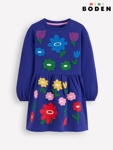 Boden Blue Appliqué Sweatshirt Dress (W89522) | €54 - €61