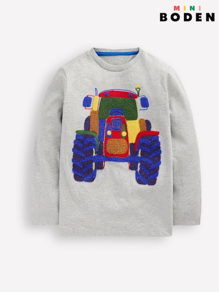 Boden Light Grey Long Sleeve Bouclé T-shirt (W89526) | AED111 - AED122