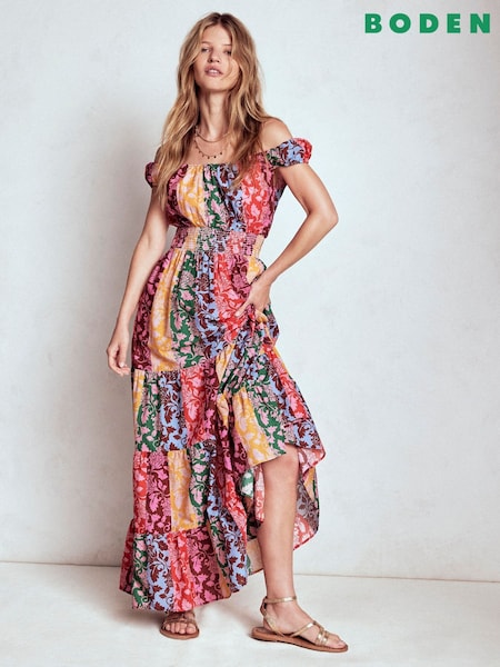 Boden Green Scoop Cotton Tiered Dress (W89591) | €160