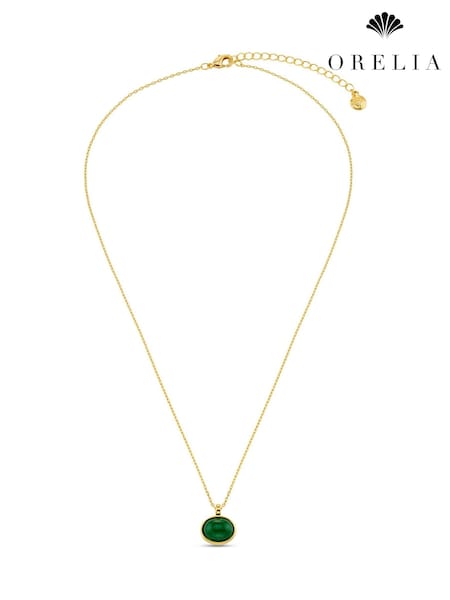 Orelia London Gold Tone Semi Precious Green Pendant Necklace (W89627) | €35