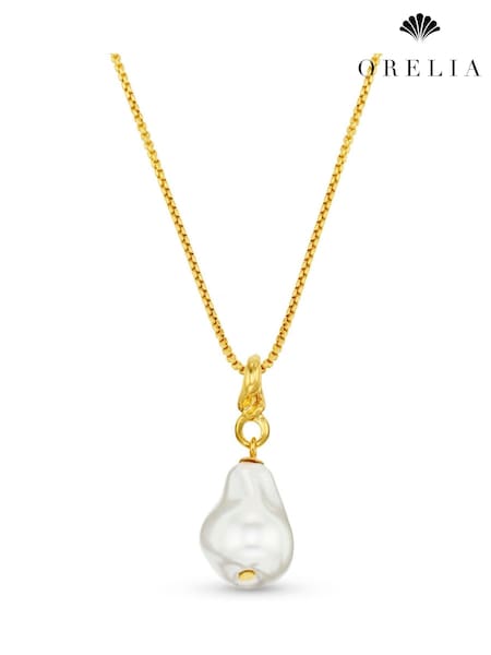 Orelia London Gold Tone Statement Pearl Mid-length Necklace (W89637) | €37