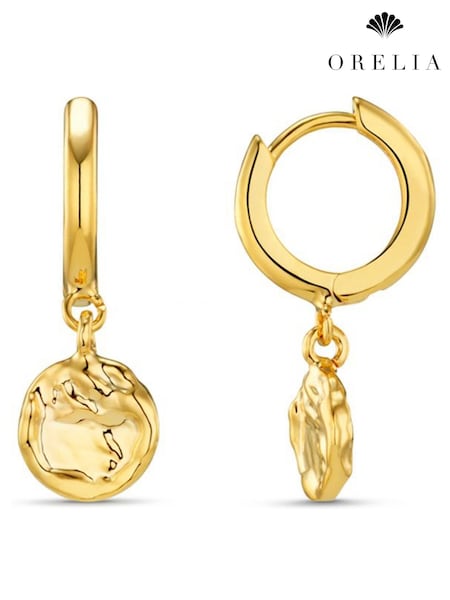 Orelia London Gold Tone Molten Coin Huggie Hoops Earring (W89640) | €32