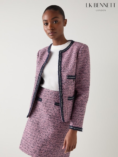 LK Bennett Pink Tweed And Trim Jacket (W89804) | €445