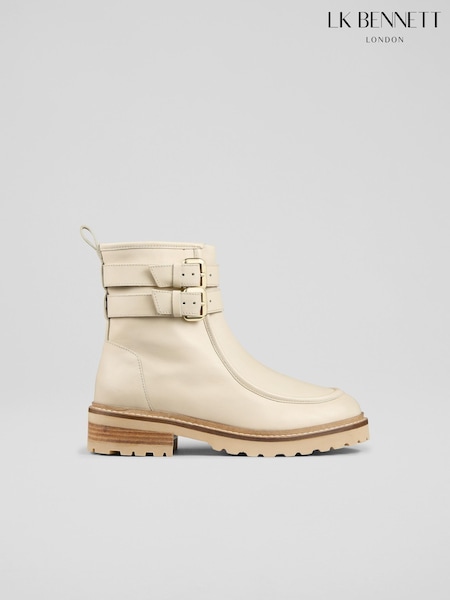 LK Bennett Natural Bennie Plain Leather Ankle Boots (W89825) | AED2,032