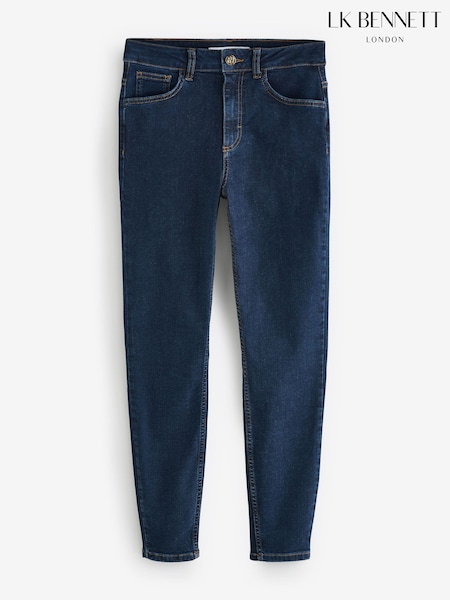 LK Bennett Blue Lottie Petite Midnight Plain Cotton Skinny Stretch Jeans (W89829) | AED751