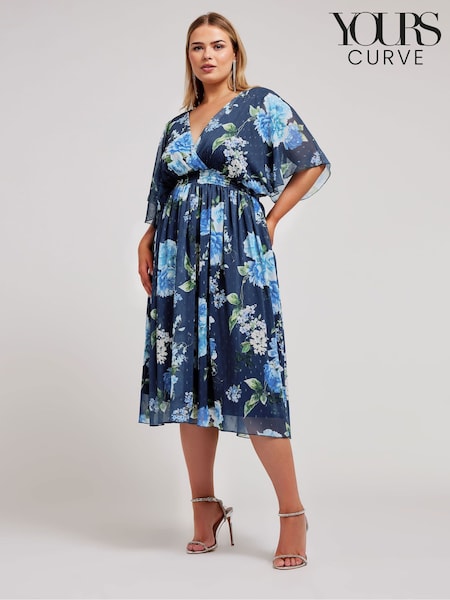Yours Curve Metallic Shirred Waist Wrap Dress (W89862) | €46