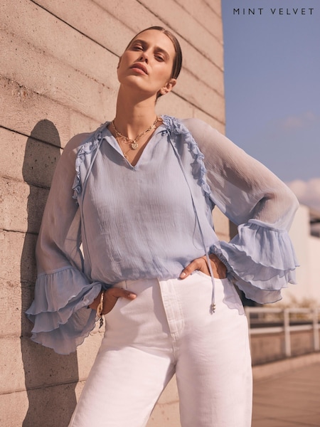 Mint Velvet Blue Ruffle Detail Blouse (W89902) | €113