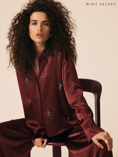 Mint Velvet Red Embellished Shirt (W89929) | €131