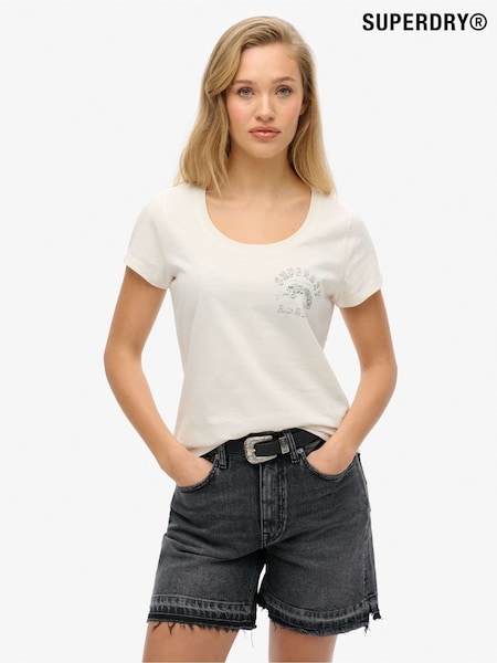 Superdry White Lo-Fi Biker Scoop Neck T-Shirt (W89951) | €38