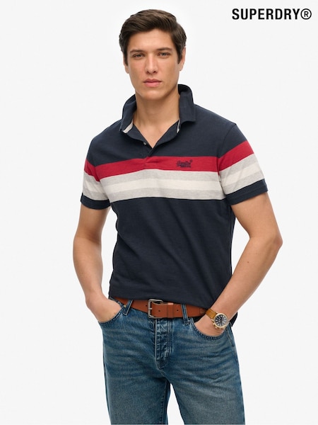 Superdry Blue Lightweight Stripe Jersey Polo Top (W89952) | €44