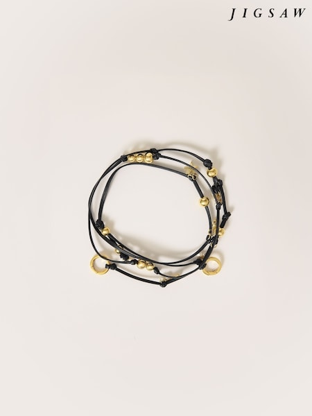 Jigsaw Gold Tone Leather Trinkets Long Necklace (W89965) | €128