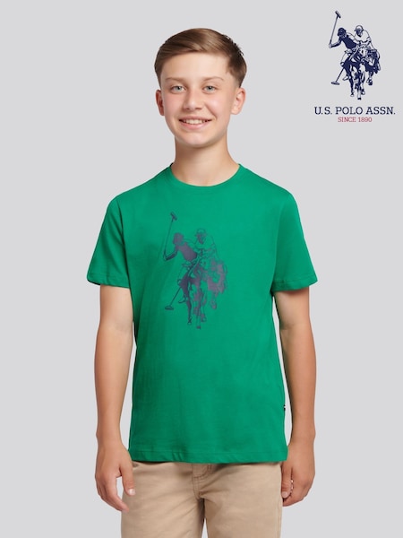 U.S. Polo Assn Green Double Horsemen Graphic Print T-Shirt (W89973) | 99 QAR - 119 QAR