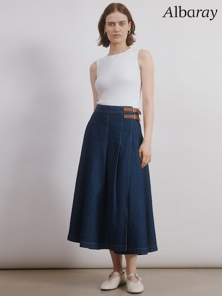 Albaray Blue Denim Kilt Skirt (W89998) | €142