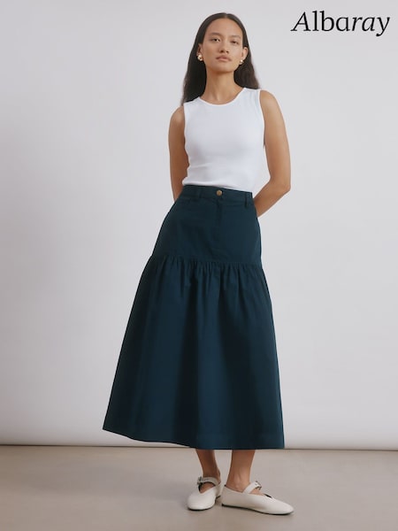 Albaray Blue Drop Waist Twill Skirt (W89999) | €113
