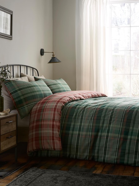 Dreams & Drapes Green Bennet Check Brushed Cotton Duvet Cover Set (W90045) | €33 - €66