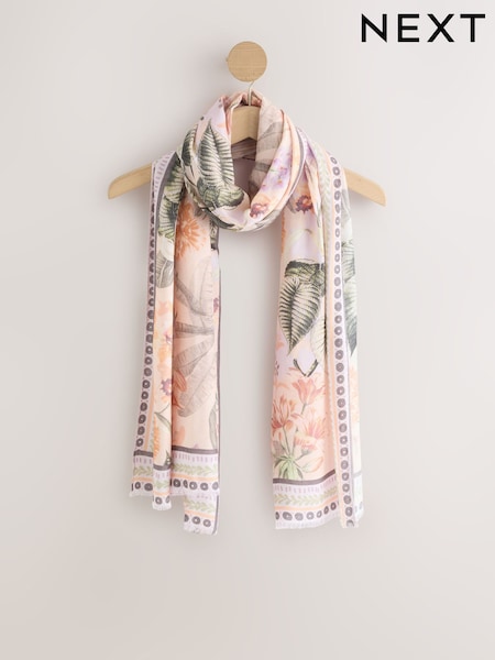 Pink Palm Floral Kew Collection Lightweight Scarf (W90060) | €17.50
