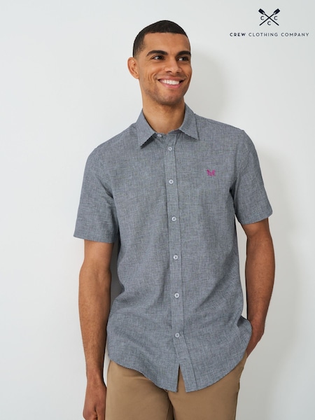 Crew Clothing Short Sleeve Linen Puppytooth Shirt (W90080) | R$ 585