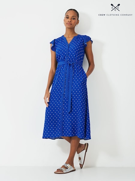 Crew Clothing Blue Print Summer Cap Sleeve Dress (W90094) | €108